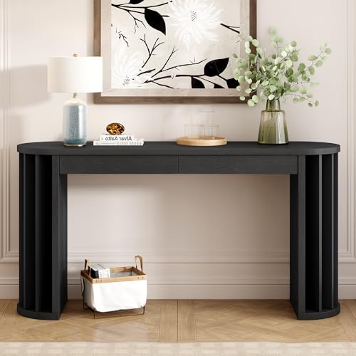 XD Designs Corner-Curved Console Table with Top Drawer and Curved