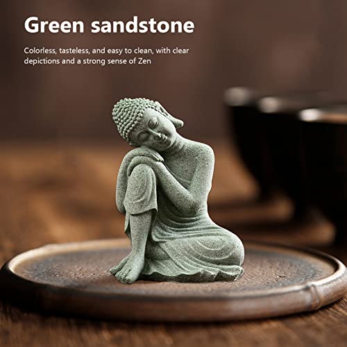 Statue de Bouddha mini en grès gris style zen pour décoration