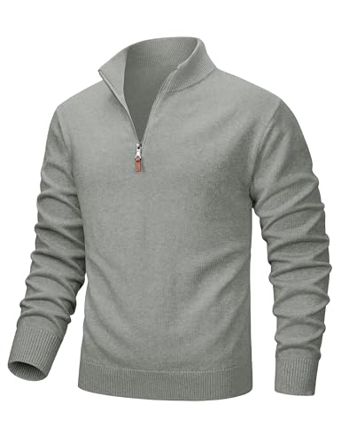 Image of MAGCOMSEN Men's Quarter Zip Pullover Lightweight Mock Neck Polo Sweater Long Sleeve Warm Fall Winter Pullover Sweaters