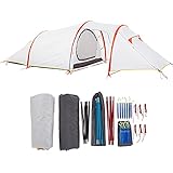 ♦ STABIL UND ZUVERLÄSSIG: Dank seiner 3-poligen Konstruktion, Tunnel; hat einen geräumigen Schlafbereich und eine Veranda, die groß genug ist, um Ausrüstung oder schlammige Stiefel zu verstauen; zwei Türen für einfachen Zugang. Sehr flexible und leichte Fiberglasgestänge sorgen für ein gutes Windverhalten.