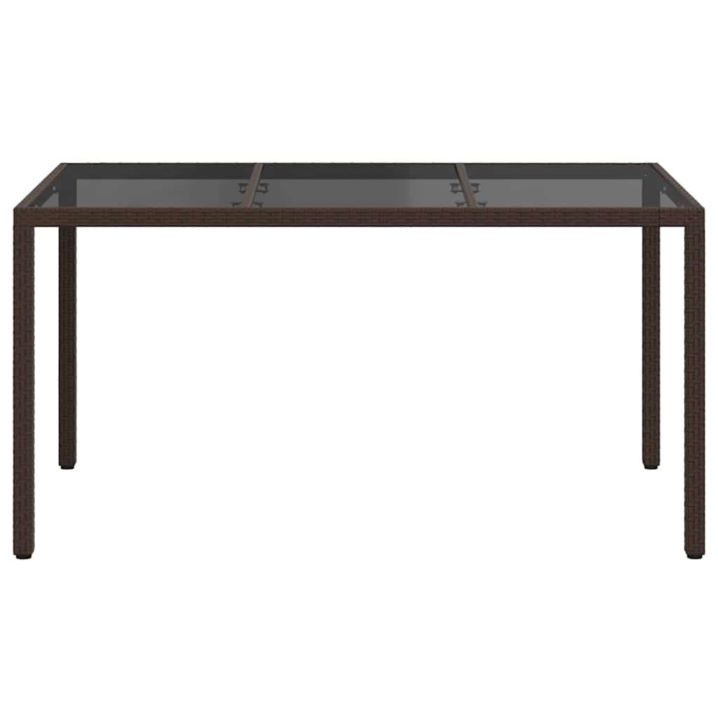 Tavolo da giardino marrone, 150 x 90 x 75 cm, in polyrattan, resistente alle intemperie, stabile, per giardino, terrazza, balcone, con telaio in acciaio verniciato a polvere, look moderno