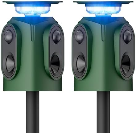 Sodwot Katzenschreck Ultraschall Solar Tiervertreiber 2 Pack, 360° Marderschreck mit LED-Licht Katzenabwehr Marderabwehr Garten IP65 Wasserdicht 5 Modus Waschbär Abwehr für Hunde M