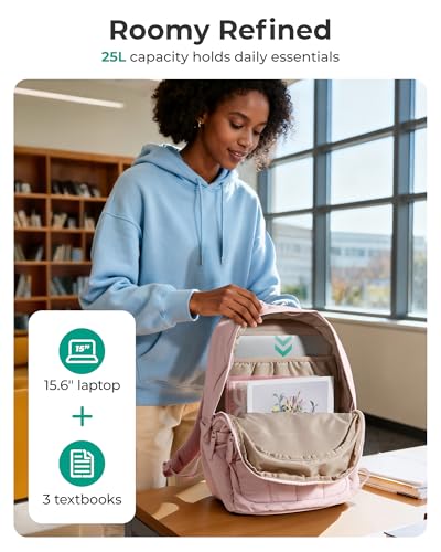 Image of BAGSMART College Laptop Backpack,Cute Travel Backpack for Women,Quilted Computer Bookbag