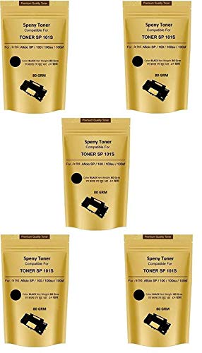 Speny Toner Powder Pouch Compatible For Use In Ricoh SP100 / SP111 / SP111SU / SP200 / SP210 / SP212SNw / SP300 / SP 300DN / SP310DN / SP 325Sfnw /SP3400 / SP3410 / SP3510 / Aficio 3510DN Printers – 80 Grams (Black) Set of 5 (B07G4BJJJ1) Amazon Price History, Amazon Price Tracker