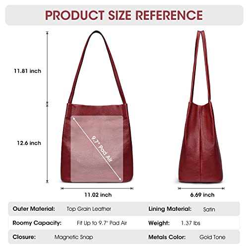Image of Kattee Women Soft Genuine Leather Totes Shoulder Bag Purses and Handbags with Top Magnetic Snap Closure