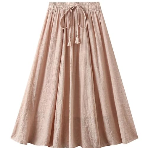 Jupe longue d'été en coton opaque doublée style évasé