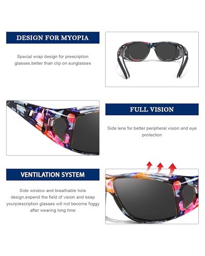 Image of LVIOE Over Glasses Sunglasses Wrap Around Polarized Sunglasses for Men Women Fit Over Prescription Glasses with UV Protection