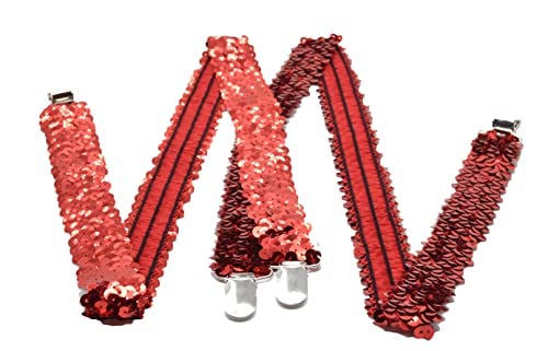 Z&H Rojo Tirantes de lentejuelas, Tirantes elásticos elásticos, Rojo, Accesorios de vestuario Cover