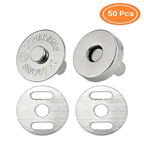 Faxco 50 Sets 18mm Magnetic Button Clasp Snaps(Silver), Magnetic Button Clasp Snaps