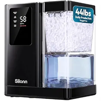 Silonn Nugget Ice Maker 44lbs/24H with 3L Removable Tank and 12H Timer