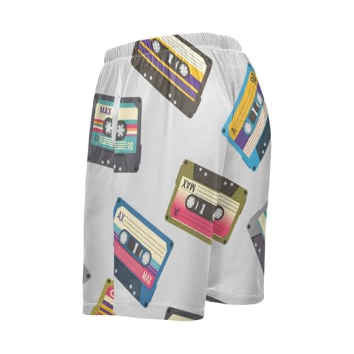 J JOYSAY Vintage Music Tape Gray Pajama Shorts Mens Lounge Sleep Shorts Super Soft Men Pajama Bottoms4