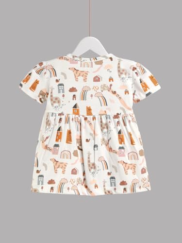 Image of HELLCAT 100% Cotton Baby Frock Dress for Girls - Pack of 3, Soft & Trendy, Short Sleeve