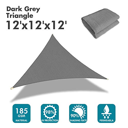 Image of KANAGAWA 12'x12'x12' Sun Shade Sail Dark Gray Curved Triangle