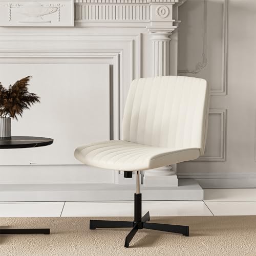 Silla Escritorio sin Ruedas Reposabrazos, Sillas de Comedor Giratoria Moderna Altura Ajustable Silla Oficina Ergonomica Terciopelo Suave, Sillas Salon con Acolchado más Ancho Silla Estudio Beige Claro