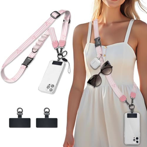 Image of Icycay Phone Lanyard Crossbody Strap Neck Adjustable Teacher Women Striped | for Cell Phone Case Keys ID Badges, Anti Theft, Multifuctional, Cute Phone Holder, Travel Hiking Essential Accessories, Gifts