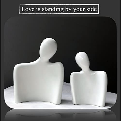 Honggou Passionate Couple Statues Decor, 7 Inches Modern Abstract Art Decoration For Bookshelf,Tv Stand, Figurines Set Of 2 For Housewarming Gifts (White) #TOP4