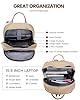 LOVEVOOK Backpack Womens, Waterproof 15.6 inch Laptop Rucksack Bag for Women with Anti-theft Zipper & USB Port, Large Ladies Backpacks Cabin Back Pack Womans for Travel Work School College,Beige #5