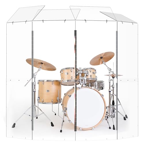 Drum Shield (4 panels with deflectors). Converts to 2ftx6ft. Full-Length Stainless Steel Hinges. Drum Cage for Home, Church, Practice & Performances