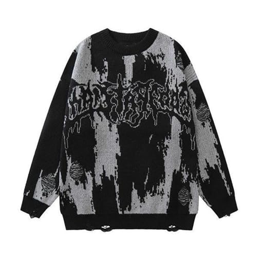 Pull en tricot Y2K manches longues punk gothique pour homme et femme
