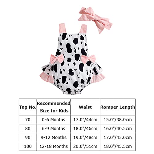Ibakom Baby Girl Romper Toddler Smash Cake Outfit Backless First Birthday Outfits Bubble Bodysuit One Piece Polka Dot Summer Clothes Casual First Communion Baby Shower Thanksgiving Pink- Cow 6-9 Months thumb #5