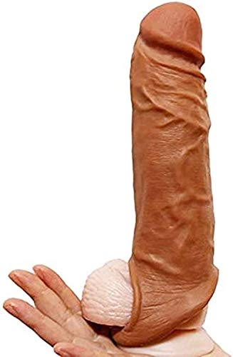 Bigger 8.5inch New Soft Realistic Sleeve Extender Sheath for Men Reusable Male Enhancement Extension Sleeve Kit