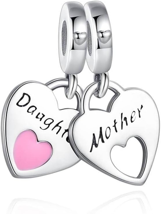VALGACLS Mom Wife Daughter Love Heart Wedding Rings Charms 925 Sterling Silver Charms for Bracelets Necklace Valentine's Day Mother's Day Jewelry Charm for Women