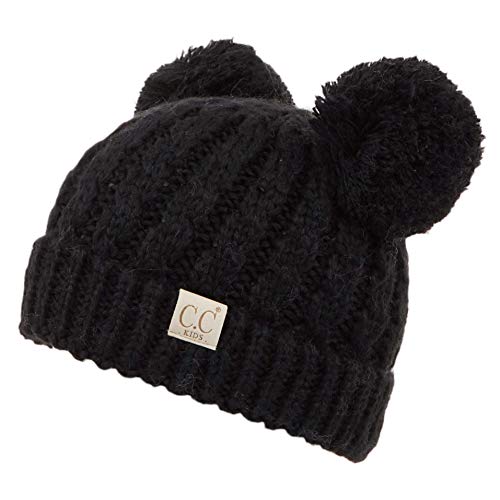 Image of C.C Exclusives Children Kid Double Pompom Knitted Beanie for Kids Ages 2-5 (KID-23)(KID-24)(KIDS-2055)