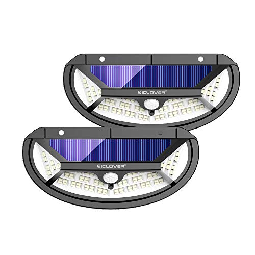 Solar Lights Outdoor, IC ICLOVER 100LED Waterproof Solar Motion Sensor Lights, 270° Wide Angle, 3 Optional Modes RV/Emergency Solar Wireless Flood Lights for Garden,Patio,Yard,Fence,Garage,Porch-2Pack