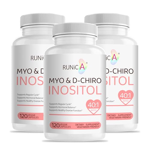 RUNICA Myo-Inositol & D-Chiro Inositol Supplement for Women - Ideal 40:1 Ratio -Support Women's Hormone Balance & Fertility & Ovarian Health - Vegan Powder Capsules - 90-Day Supply -  jichun-3pack