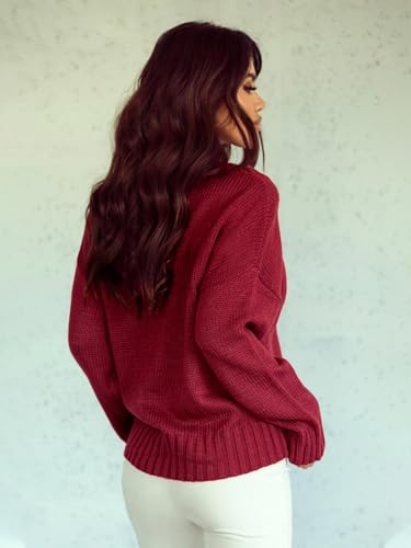 Image of Womens Loose Sweaters Sexy V Neck Long Sleeve Solid Knitted Jumper Pullover Sweatshirt Tops