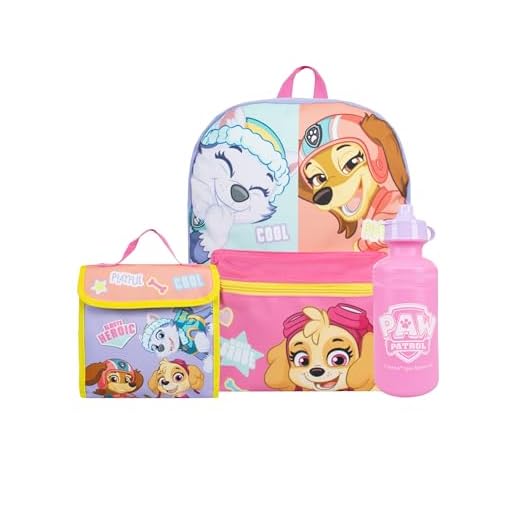 Paw Patrol Mochila Patrulla Canina | Mochila Escolar | Everest Y Skye Mochila Niños Bolsa De Almuerzo Y Botella Agua | One Size Morado