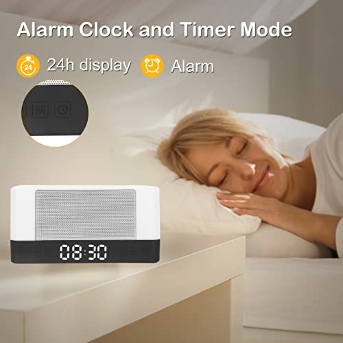 Seutgjie Night Light Bluetooth Speaker Alarm Clock Wireless Charger Rgb/Warm Light Mode Touch Bedside Table Lamp For Bedroom Living Room Gifts For Teen Girls Boys Mother #TOP4