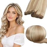 RUNATURE Blonde Weft Hair Extensions Human Hair, Sew in Human Hair for Women, Add Hair Volume, 12 Inch 70G Light Blonde Highlights, Can be DIY, Easy to Maintain #18P60