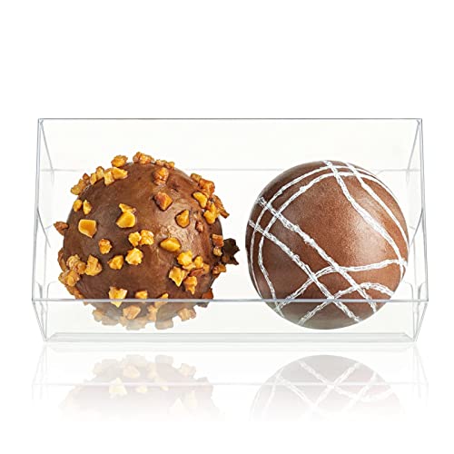 SLShePack Clear Truffle Boxes Packaging 3 1/8x1x1 45 Pack Small Chocolate Wedding Favor Caramels Candy Gift Boxes Little Glass Bears Treat Boxes for Party