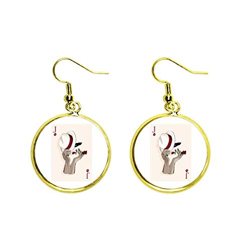 Pendientes de póker as de diamantes dorados estilo dangle para mujer