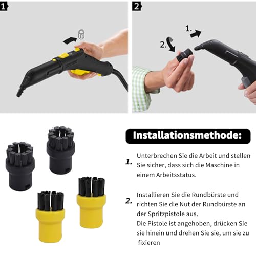 CLKE 6 Stück für Kärcher SC4 SC2 SC1 SC3 SC5 CTK10 CTK20 Dampfreiniger Ersatzteile, Rundbürsten und Düsen Set für Kärcher Dampfreiniger Zubehör