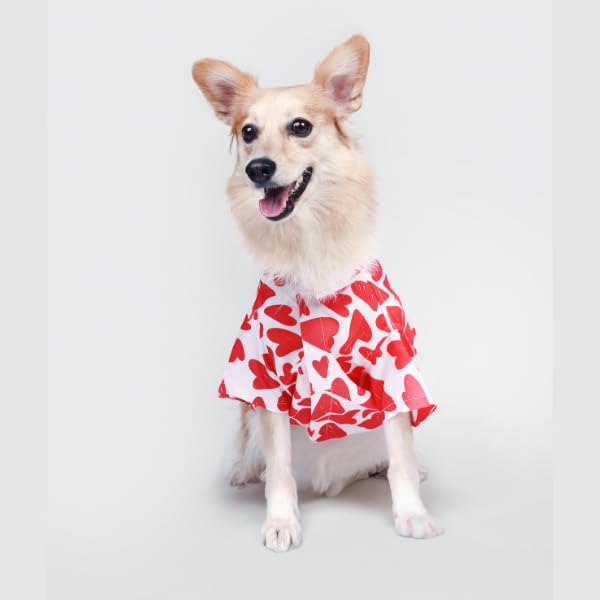 Image of Ezra Polyester Blend Dog Shirt - Heart Abstract, Small | Lightweight & Breathable Outfit for Dogs | Stylish & Comfortable Pet Clothing and Outings