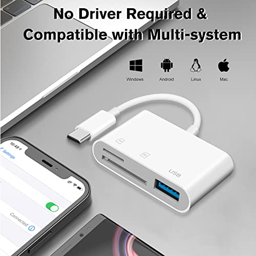 USB C Card Reader, 3 in 1 USB-C to Micro SD TF Memory Card Reader Compatible with Pad Pro, Chromebook, XPS - Image 3