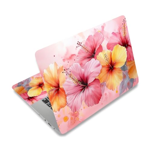 PLIGREAT Pegatina para ordenador portátil, diseño de flores de acuarela, funda protectora de vinilo extraíble universal apta para portátiles de 12, 13, 13,3, 14 15, ordenadores portátiles
