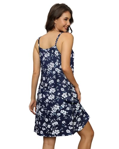Image of elescat Womens Summer Dresses Spaghetti Strap V Neck Casual Sleeveless Sundress Beach Cover Ups with Pockets 2026
