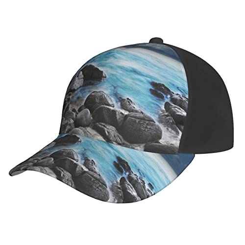 Casquette Ocean Vering Over Coastal Rocks casquette de baseball noire et chapeau de soleil mixte