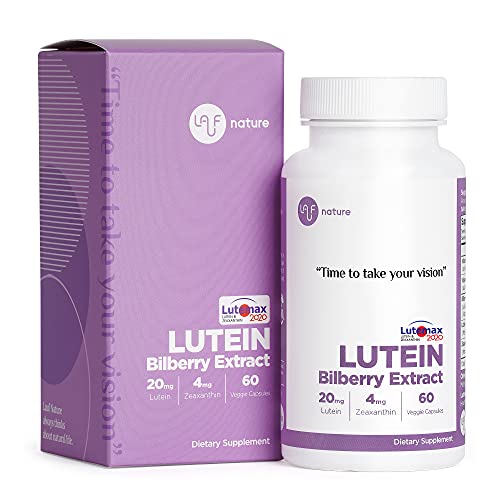 Lauf Nature Lutein 20mg with Zeaxanthin 4mg and Bilberry Extract 100mg, Vitamin, Supports Vision and Macular Health, LUTEMAX 2020, Non GMO, Vegan, Gluten Free - 60 Servings