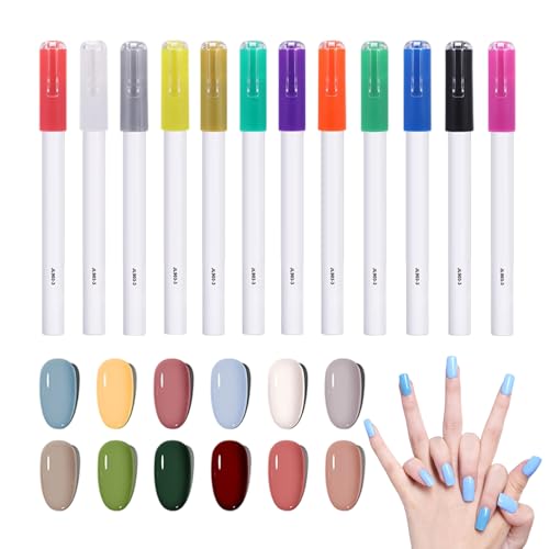 Stylos de manucure séchage rapide Lot de 12 couleurs pour nail art de fête et soirée