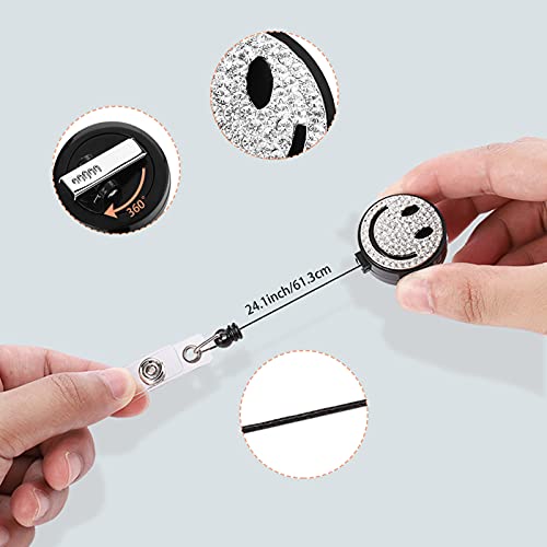 Badge Holders Nurse Reel Accessories For Work Cute Badge Reels Retractable Lanyards For Id Badges With A 360-Degree Swivel Alligator Clip (Happy Face) #TOP2