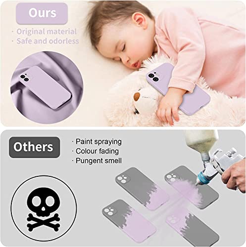 Image of DIZORO Square Candy Liquid Silicone iPhone Case Cover Compatible for iPhone 12, All Cube Series with Microfiber Lining Compatible iPhone 12 (6.1 inch) - Lilac