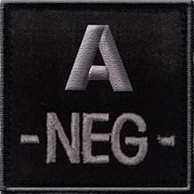 Ecusson A NEG Noir Tissu brodé avec scratch Groupe Sanguin Rhésus A Négatif Moins - Police Gendarme Sécurité Collection France