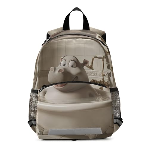 WDdZzyy dibujos animados hipopótamo retro bañera niño mini mochila pecho clip libro bolsas para niños mochila para ni?as de 4 a?os