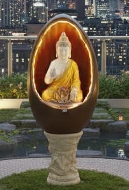 Luxury Buddha Indoor Outdoor Water Fountain 4.5 Feet Height |21 inch Width | Resin Water Feature with LED Lights | Home Decor, Garden Decor, Office, Hotel Lobby, Meditation & Zen Decor-picture-40