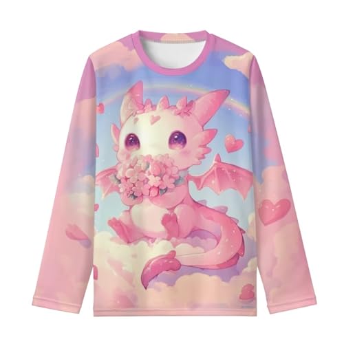 Girls Shirts Long Sleeve Soft T-Shirts Crewneck Graphic Pullover Tees Tops Clothes for Kids 3-16 Years