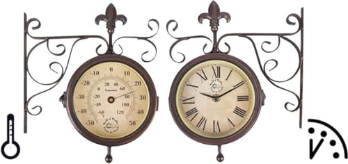 Horloge extérieure avec thermomètre Esschert idéale pour vos après-midis piscine